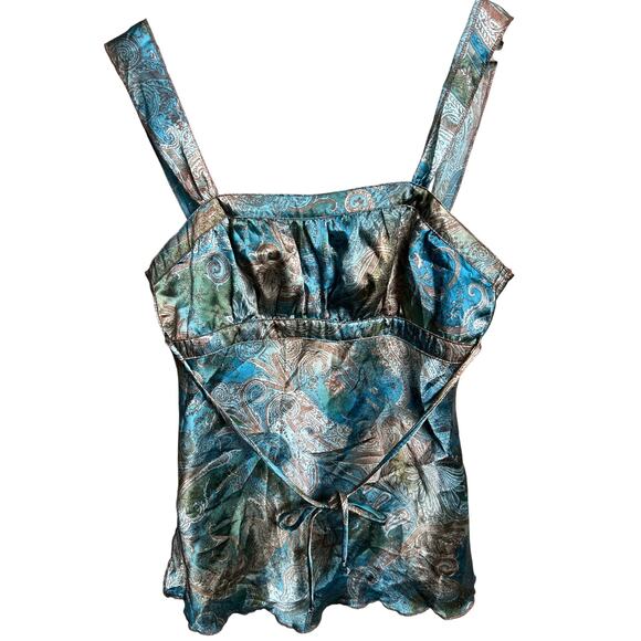 Self Esteem Women Paisley Satin Blue Top *Dimensions In Pictures* - Picture 1 of 5